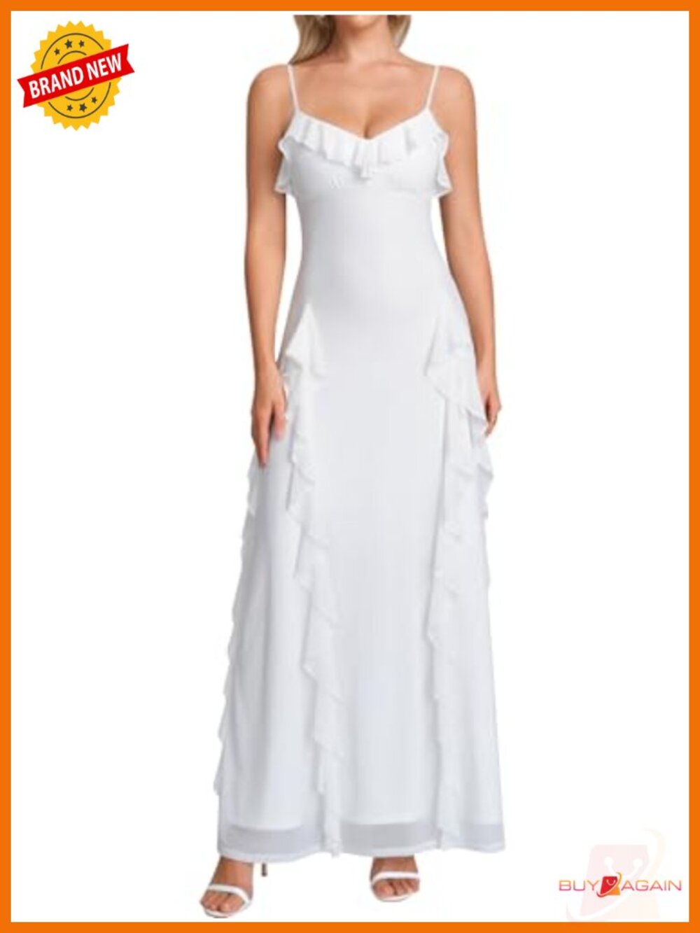 Ruffle Square Neck Maxi Dress Sleeveless A-Line Casual Summer